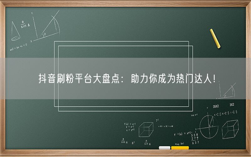 抖音刷粉平台大盘点：助力你成为热门达人！